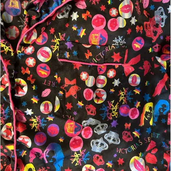 Victoria's Secret Special Edition Supermodel Crowns Bows Print Pajama Set Size S - Picture 5 of 10